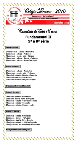 Testes I Unidade Testes I Unidade 27 de fevereiro – sábado