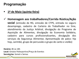Hor&aacute;rio - Prefeitura Municipal de Parauapebas