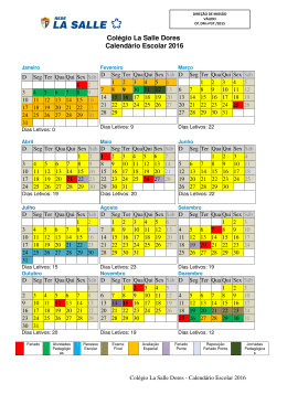 Col&eacute;gio La Salle Dores Calend&aacute;rio Escolar 2016