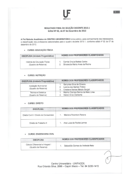 Seleçao dos Docentes 2013.1 Edital-02/2012