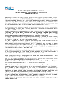 Edital Convocação – Entrega e Avaliação de Currículo