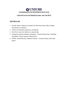 Lista de livros de literatura para ano de 2013 VESTIBULAR