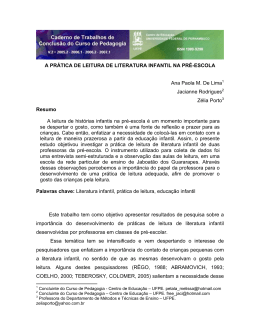 A Pr&aacute;tica de Leitura de Literatura Infantil na Pr&eacute;