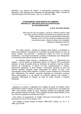 SANTOS, Luiz Antonio de Castro. O pensamento sanitarista na