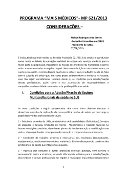 PROGRAMA &ldquo;MAIS M&Eacute;DICOS&rdquo;- MP 621/2013