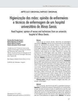 Higieniza&ccedil;&atilde;o das m&atilde;os: opini&atilde;o de enfermeiros e t&eacute;cnicos de