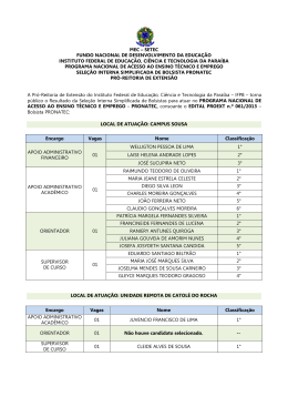 RESULTADO PRELIMINAR - Edital 061 2013 - IFPB