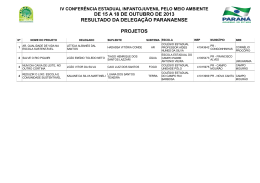 de 15 a 18 de outubro de 2013 resultado da delega&ccedil;&atilde;o paranaense