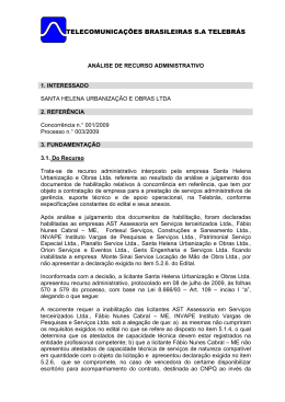 Recurso Administrativo - Santa Helena Urbaniza&ccedil;&atilde;o e