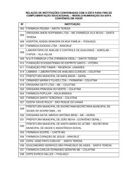 rela&ccedil;&atilde;o de institui&ccedil;&otilde;es conveniadas com a esfa para fins de