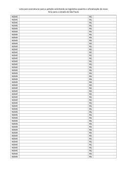 Lista para assinaturas para a petição solicitando ao legislativo