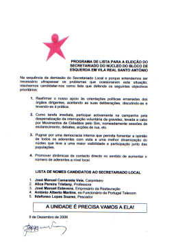 PROGRAMA DE LISTA`PARA A ELEIÇÃO DO SECRETARIADO DO