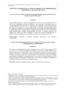 efeito da temperatura e teor de gordura nas propriedades