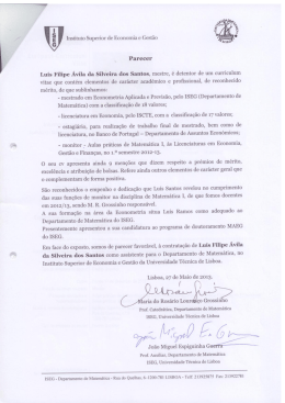 Instituto Superior de Economia e Gest&atilde;o Parecer Lu&iacute;s Filipe