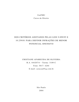 DOS CRIT&Eacute;RIOS ADOTADOS PELAS LEIS 9.099/95 E 10.259/01