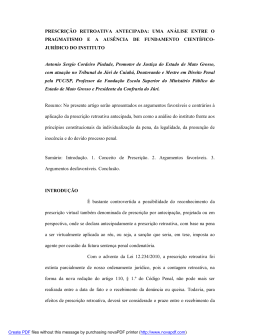 PRESCRI&Ccedil;&Atilde;O RETROATIVA ANTECIPADA