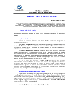 Direito do Trabalho Dra C&iacute;nthia Machado de Oliveira PRINC&Iacute;PIOS E