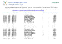 Primeira Convocação da Lista de Espera SiSU 2015-2