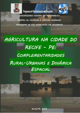Agricultura na cidade do Recife - PE: Complementaridades Rural