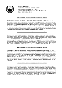 ESTADO DA BAHIA Rua Senador Pedro lago, 40 – Centro Fone