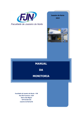 MANUAL DA MONITORIA - Faculdade de Juazeiro do Norte