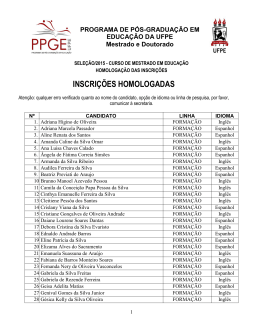 inscri&ccedil;&otilde;es homologadas