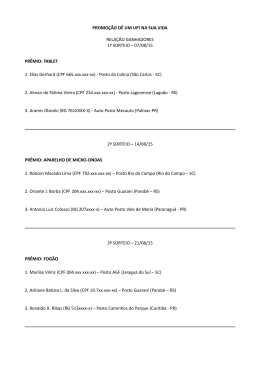 Lista dos ganhadores