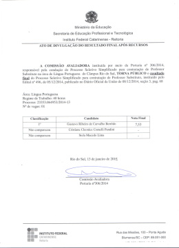 Resultado Final L&iacute;ngua Portuguesa