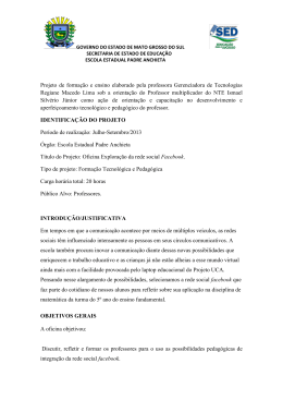 Projeto de forma&ccedil;&atilde;o e ensino elaborado pela professora