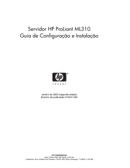 Servidor HP ProLiant ML310 Guia de Configura&ccedil;&atilde;o e Instala&ccedil;&atilde;o