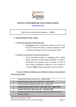 Relatório de atividades - Instituto Latino Americano da Sepse