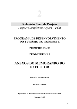 Anexos do Relat&oacute;rio Final do PRODETUR/NE I