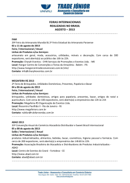 FEIRAS INTERNACIONAIS REALIZADAS NO BRASIL AGOSTO