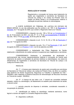 Resolução nº 510/2006 - Tribunal de Justiça de Minas Gerais