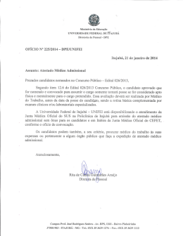 OFICIO No 225/2014 - DPIE/IJNIIFEII Itajubá, 21 de janeiro