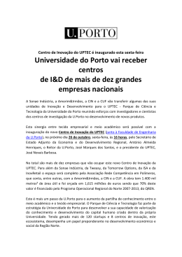 Universidade do Porto vai receber centros de I&D de mais de dez