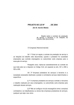 PROJETO DE LEI N&ordm; , DE 2004