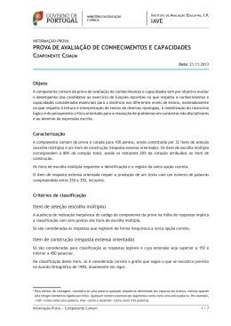 prOva de avalia&ccedil;&atilde;O de COnheCimentOs e CapaCidades