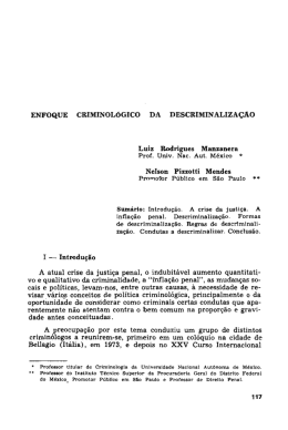 Enfoque criminologico da descriminalizacao