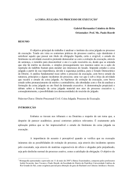 A COISA JULGADA NO PROCESSO DE EXECU&Ccedil;&Atilde;O