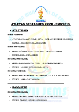 ATLETAS DESTAQUES XXVII JEMS/2013
