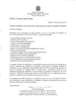 Candidatos que concorrer&atilde;o &agrave;s vagas previstas no item 3 do