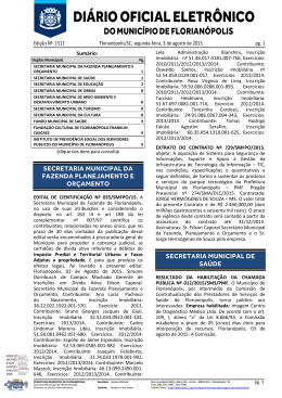 DI&Aacute;RIO OFICIAL ELETR&Ocirc;NICO - Prefeitura Municipal de Florian&oacute;polis