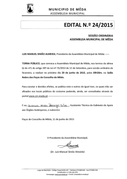 Edital N.º 24 – Sessão Ordinária de Assembleia Municipal