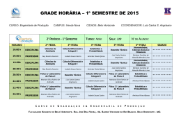 GRADE HOR&Aacute;RIA &ndash; 1&ordm; SEMESTRE DE 2015