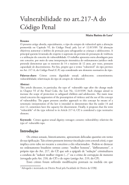 Vulnerabilidade no art.217-A do C&oacute;digo Penal