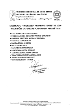 INSCRIçõES DEFERIDAS - Instituto de Ciências Biológicas da UFMG