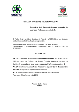 PORTARIA N.º 075/2015 - REITORIA/UNESPAR Concede a Luiz
