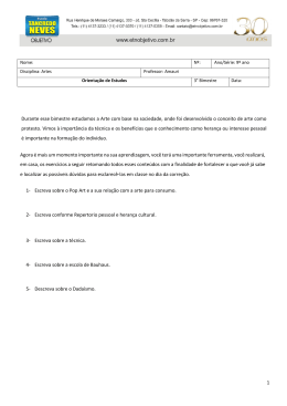 1 Durante esse bimestre estudamos a Arte com base