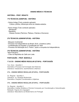 ENSINO M&Eacute;DIO E T&Eacute;CNICOS HIST&Oacute;RIA &ndash; PROF. RENATO 1&ordm;S